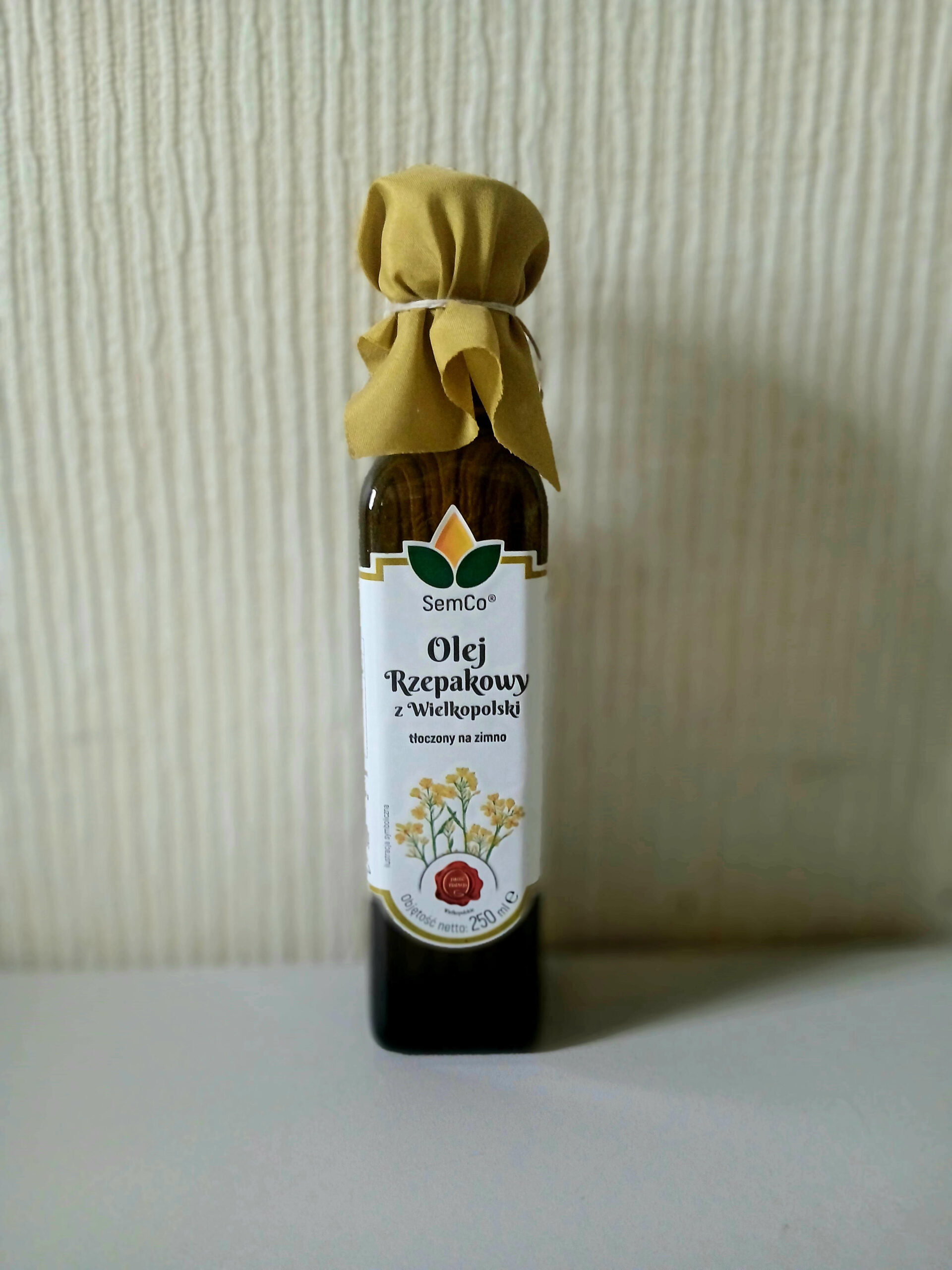 olej rzepkaowy SemCo Olej Rzepakowy z Wielkopolski SemCo tłoczony na zimno 250ml - obrazek 1